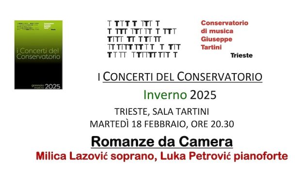 I CONCERTI DEL CONSERVATORIO: IN SALA TARTINI UNA SERATA DEDICATA A GRANDI ARIE PER SOPRANO E PIANOFORTE