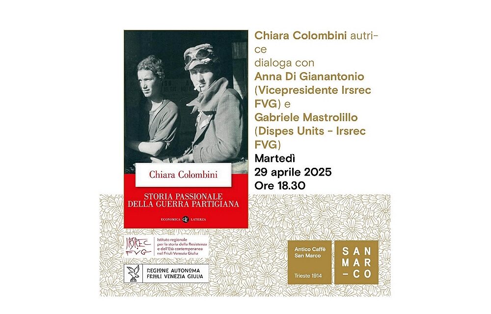 Chiara Colombini presenta all’Antico Caffè San Marco il suo libro “Storia passionale della guerra partigiana”