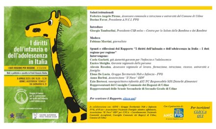MERCOLEDì 9 APRILE A UDINE LA PRESENTAZIONE DEL RAPPORTO SUI DIRITTI DELL’INFANZIA E DELL’ADOLESCENZA IN ITALIA CON CARLA GARLATTI, ENRICO SBRIGLIA, ALESSIA ROSOLEN, FEDERICO PIRONE
