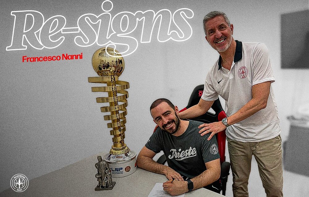 PALLACANESTRO TRIESTE: FRANCESCO NANNI CONFERMATO SULLA PANCHINA BIANCOROSSA