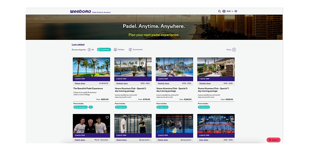 Nasce Weebora: la prima piattaforma digitale globale dedicata al turismo del padel