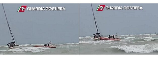 LA GUARDIA COSTIERA SALVA QUATTRO GIOVANI TEDESCHI IN BALIA DELLE ONDE AL LARGO DI LIGNANO