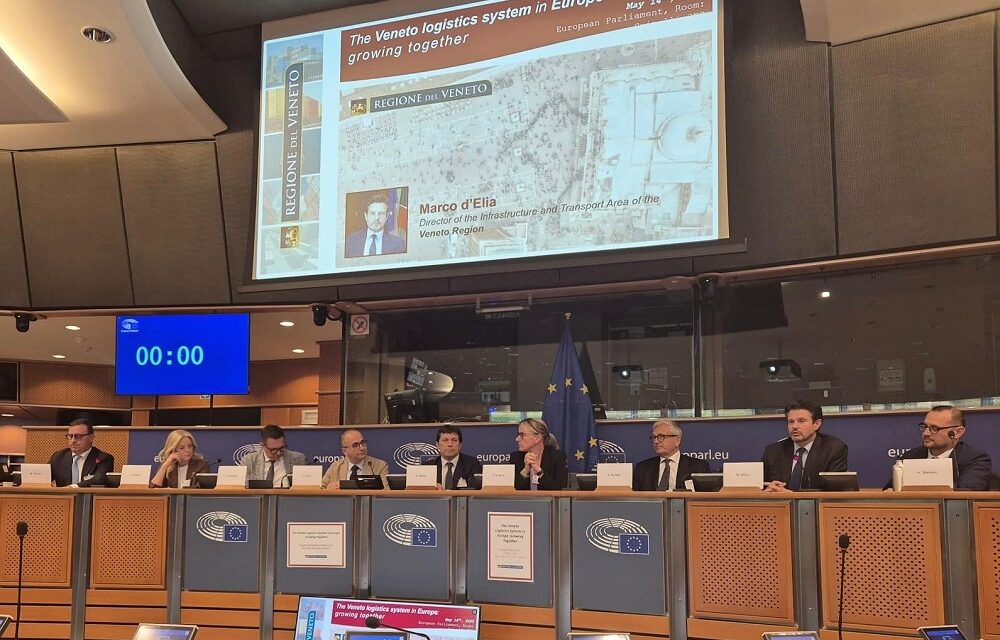 INFRASTRUTTURE VENETE AL PARLAMENTO UE PER ANNUNCIARE PARTECIPAZIONE CONGINUTA AL SALONE INTERNAZIONALE DI MONACO DEDICATO ALLA LOGISTICA