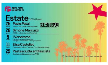 Al via la programmazione estiva all’ARCI CRAL di San Vito al Tagliamento, tra presentazioni letterarie, concerti e giornate di festa