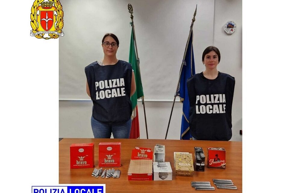 ANCORA CONTROLLI SULLA VENDITA DI TABACCHI A TUTELA DEI CITTADINI: LA POLIZIA LOCALE SANZIONA UN NEGOZIO PER VENDITA A UN MINORENNE E SEQUESTRA 20.662 ACCESSORI DA FUMO
