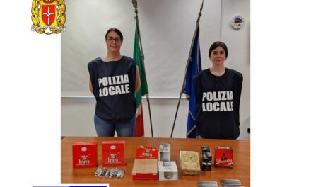 ANCORA CONTROLLI SULLA VENDITA DI TABACCHI A TUTELA DEI CITTADINI: LA POLIZIA LOCALE SANZIONA UN NEGOZIO PER VENDITA A UN MINORENNE E SEQUESTRA 20.662 ACCESSORI DA FUMO