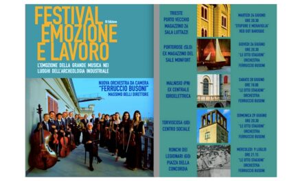 ULTIMO APPUNTAMENTO del  FESTIVAL EMOZIONE E LAVORO, L’EMOZIONE DELLA GRANDE MUSICA NEI LUOGHI DELL’ARCHEOLOGIA INDUSTRIALE 