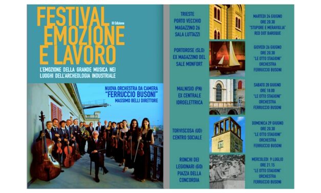 ULTIMO APPUNTAMENTO del  FESTIVAL EMOZIONE E LAVORO, L’EMOZIONE DELLA GRANDE MUSICA NEI LUOGHI DELL’ARCHEOLOGIA INDUSTRIALE 