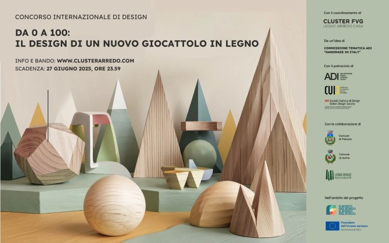 Cluster Arredo, 100 progetti da tutta Italia per raccontare le foreste del FVG con un souvenir di design: un giocattolo in legno