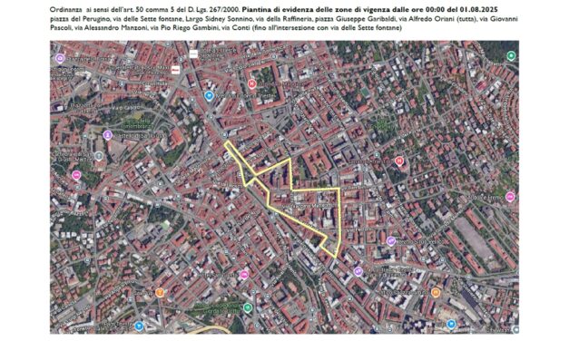 DAL 1 AGOSTO AL 30 SETTEMBRE 2025 NELLA ZONA TRA PIAZZA PERUGINO E PIAZZA GARIBALDI IN VIGORE ORDINANZA CONTRO LA VIOLENZA E IL DEGRADO