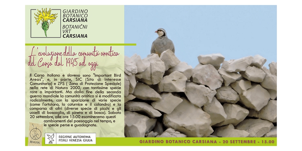 Giardino botanico Carsiana: “L’evoluzione della comunità ornitica del Carso dal 1945 ad oggi”
