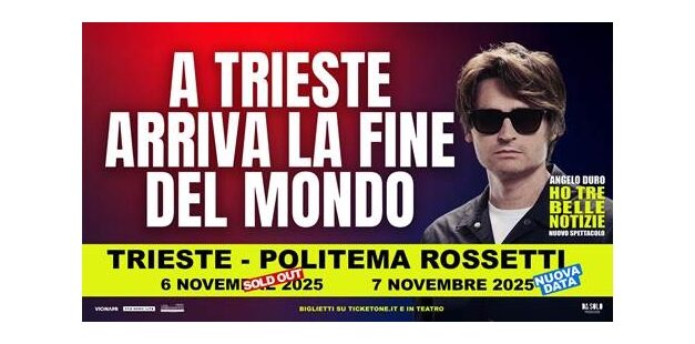 ANGELO DURO raddoppia a Trieste: il 7 novembre al Politeama Rossetti la seconda data del nuovo spettacolo