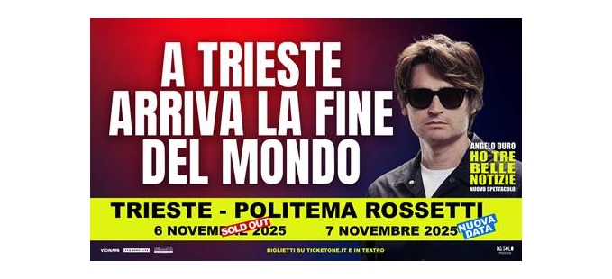 ANGELO DURO raddoppia a Trieste: il 7 novembre al Politeama Rossetti la seconda data del nuovo spettacolo