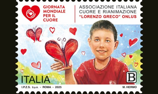 POSTE ITALIANE: EMESSO FRANCOBOLLO IN OCCASIONE DELLA Giornata Mondiale per il Cuore dedicato a Lorenzo Greco