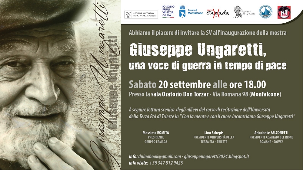 A Monfalcone l’ultima tappa della mostra “Ungaretti: una voce di guerra in tempo di pace”