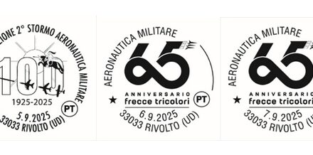 POSTE ITALIANE, DUE ANNULLI FILATELICI A RIVOLTO: IL CENTENARIO DEL 2° STORMO AERONAUTICA MILITARE (5 SETTEMBRE) E IL 65° ANNIVERSARIO DELLE FRECCE TRICOLORI (6 e 7 SETTEMBRE)