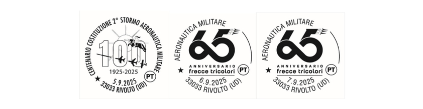 POSTE ITALIANE, DUE ANNULLI FILATELICI A RIVOLTO: IL CENTENARIO DEL 2° STORMO AERONAUTICA MILITARE (5 SETTEMBRE) E IL 65° ANNIVERSARIO DELLE FRECCE TRICOLORI (6 e 7 SETTEMBRE)