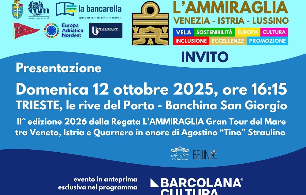 L’Ammiraglia 2026 alla Barcolana: la vela ponte europeo tra Venezia, Istria e Quarnero