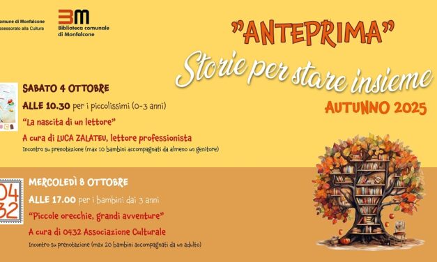 Appuntamenti speciali per piccoli lettori: ciclo autunnale di letture ad alta voce per i bambini e le loro famiglie a Monfalcone