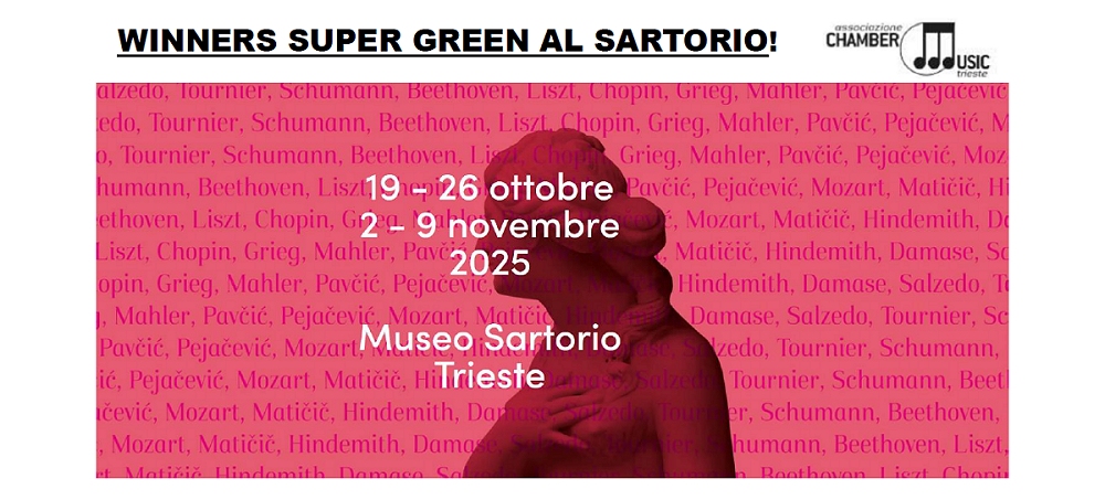 AL SARTORIO ARRIVANO quattro WINNERS SUPER GREEN, musicisti giovani e PREMIATISSIMI