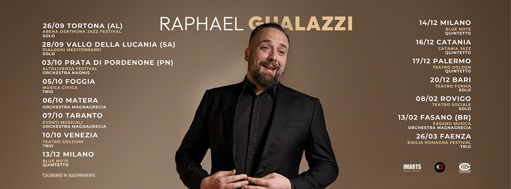 RAPHAEL GUALAZZI live il 3 ottobre al Teatro Pileo di Prata di Pordenone (PN) con Orchestra Naonis