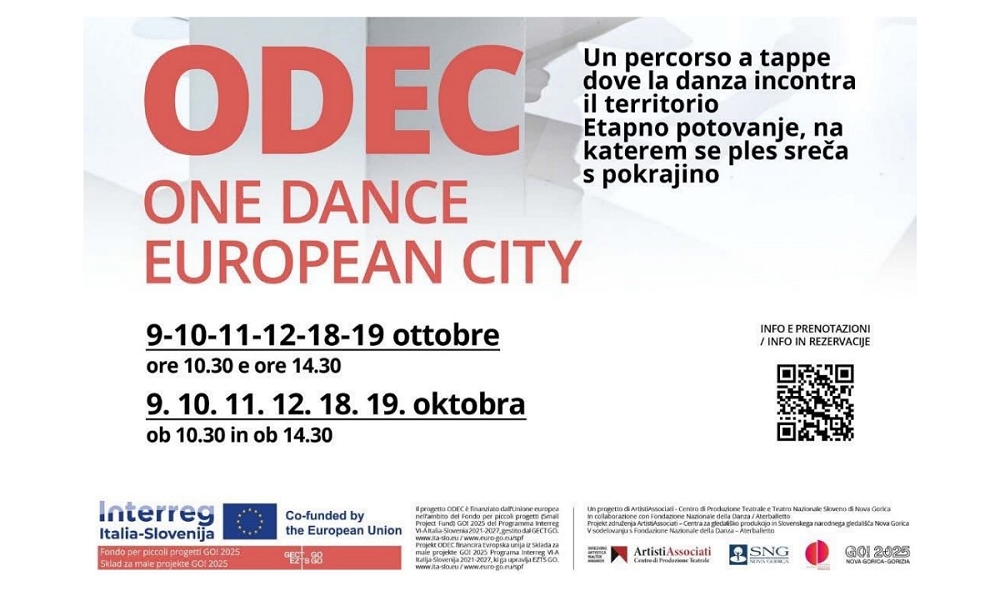 ODEC One Dance European City: dal 9 ottobre nelle più significative location fra Gorizia e Nova Gorica