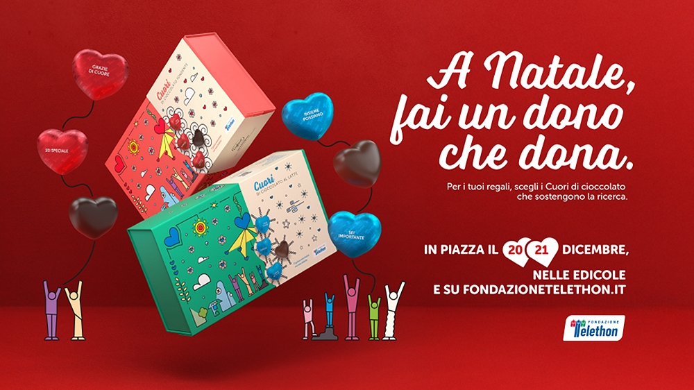 IL 20 E 21 DICEMBRE ARRIVANO NELLE PIAZZE ITALIANE I CUORI DI CIOCCOLATO DI FONDAZIONE TELETHON