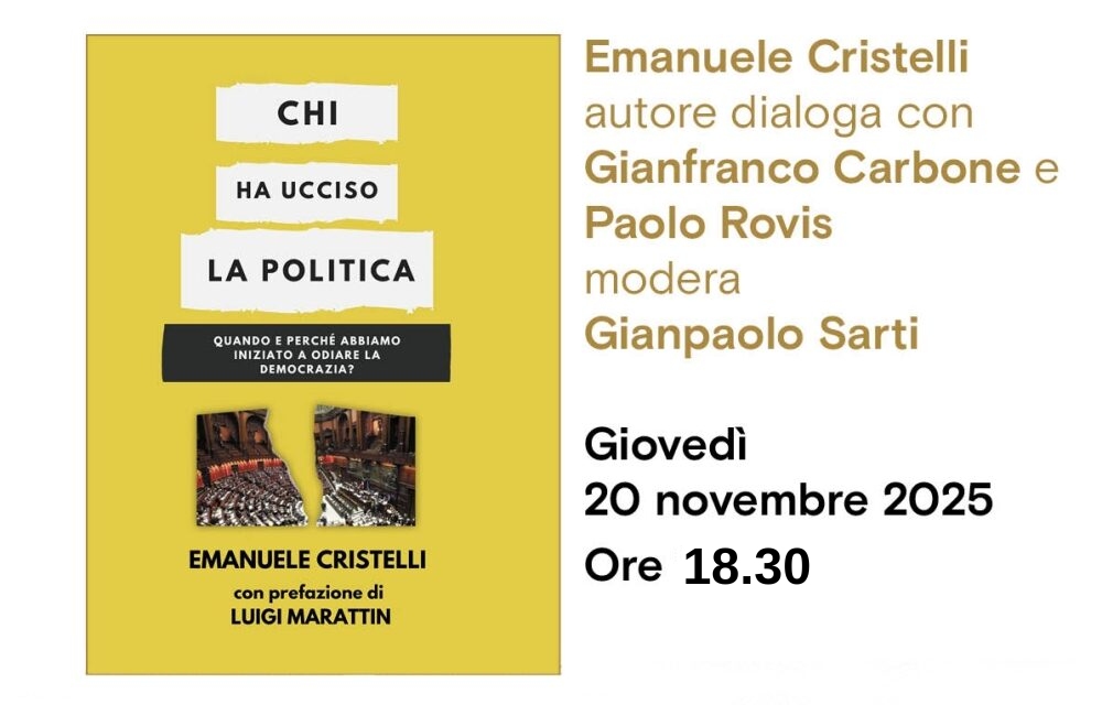 Emanuele Cristelli presenta “Chi ha ucciso la politica?” all’Antico Caffè San Marco