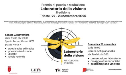SABATO 22 NOVEMBRE ALLE ORE 15 NELLO SPAZIO FORUM DEL MUSEO LETS SI SVOLGERÀ IL PREMIO DI POESIA E TRADUZIONE”LABORATORIO DELLA VISIONE”