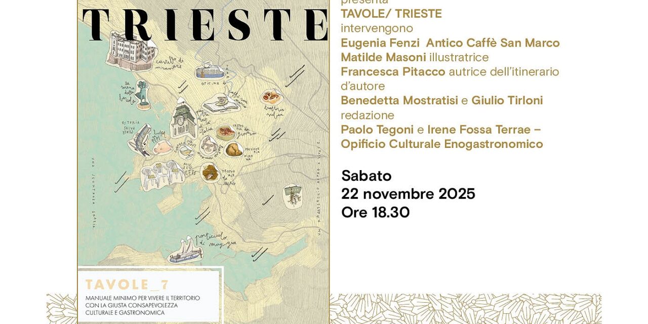 Terrae Opificio Culturale Enogastronomico presenta TAVOLE/ TRIESTE all’Antico Caffè San Marco
