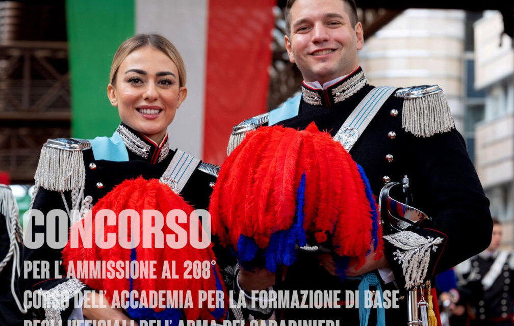 CARABINIERI: CONCORSO PER IL RECLUTAMENTO DI 65 ALLIEVI UFFICIALI DELL’ARMA