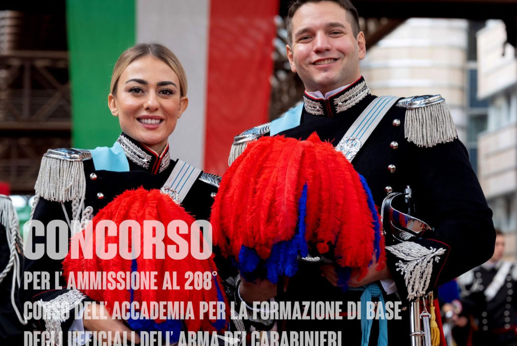 CARABINIERI: CONCORSO PER IL RECLUTAMENTO DI 65 ALLIEVI UFFICIALI DELL’ARMA