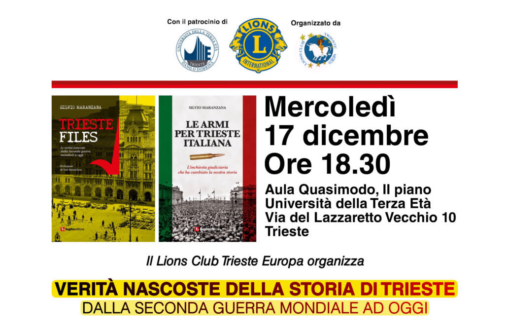 “Verità nascoste della storia di Trieste – dalla Seconda guerra mondiale ad oggi”: incontro all’Università della Terza Età