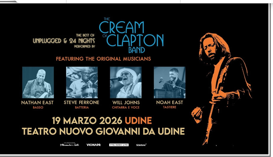 THE CREAM OF CLAPTON BAND: A MARZO 2026 IN TOUR NEI PRINCIPALI TEATRI ITALIANI
