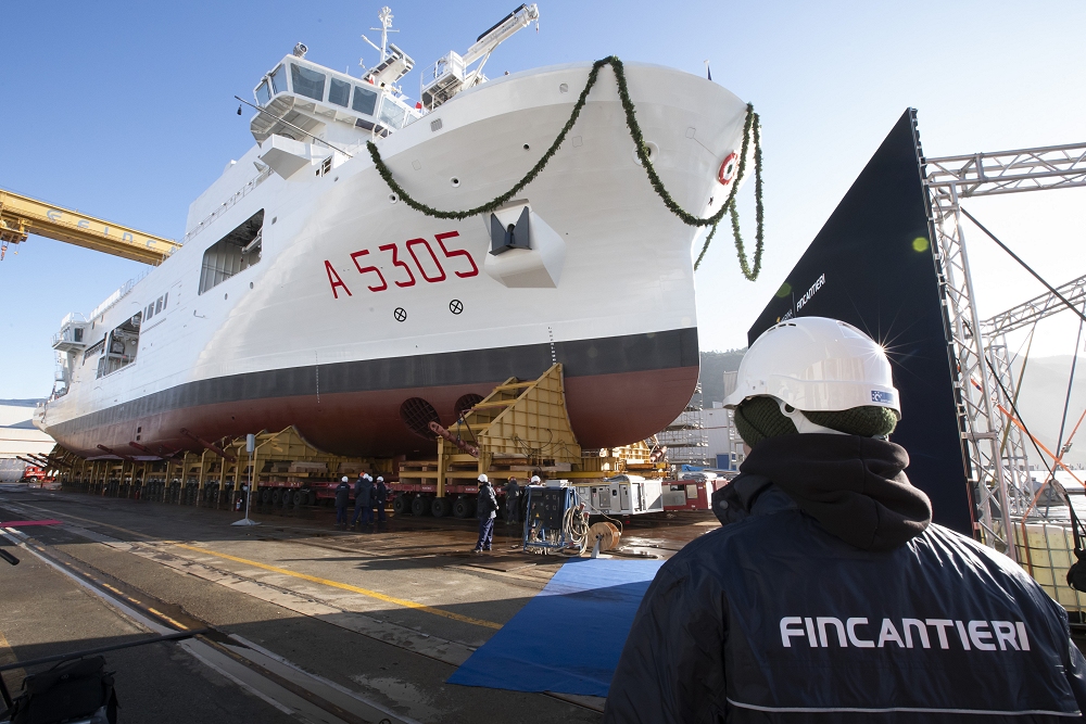 FINCANTIERI: VARATA LA NAVE IDRO-OCEANOGRAFICA MAGGIORE “QUIRINALE” DELLA MARINA MILITARE
