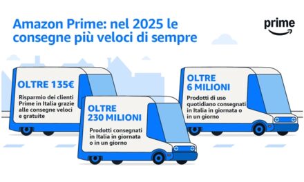 Amazon stabilisce un nuovo record di velocità nelle consegne Prime: nel 2025 in Italia oltre 230 milioni di prodotti consegnati in giornata o in un giorno
