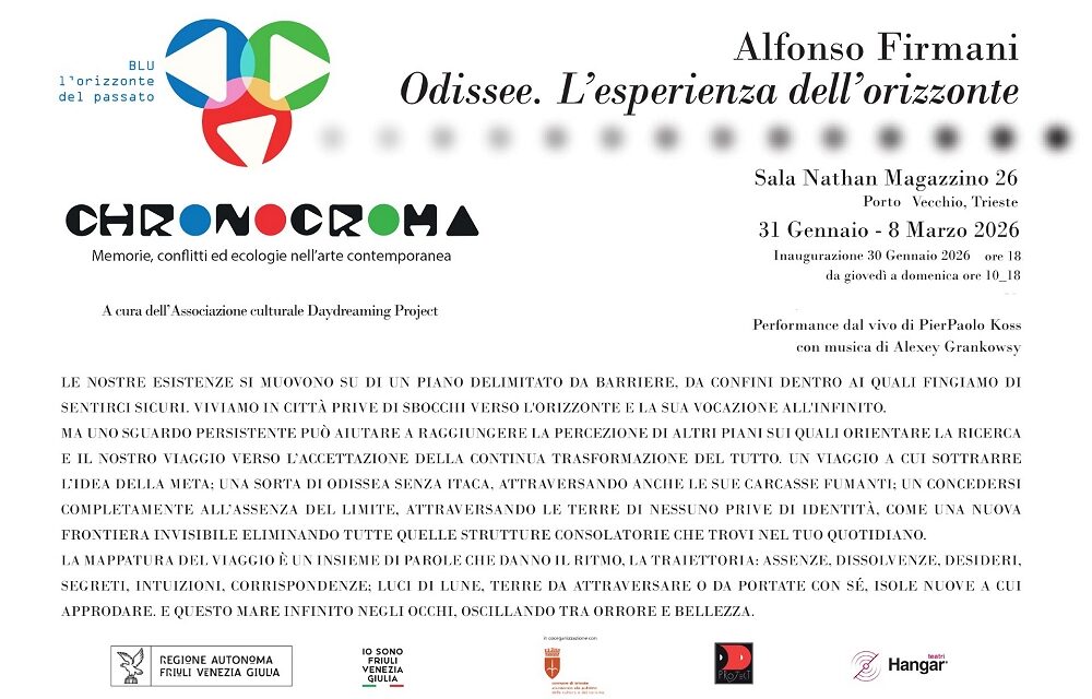 DOMENICA ALLE 11 IN SALA NATHAN VISITA GUIDATA ALLA MOSTRA “ODISSEE” CON L’ARTISTA ALFONSO FIRMANI