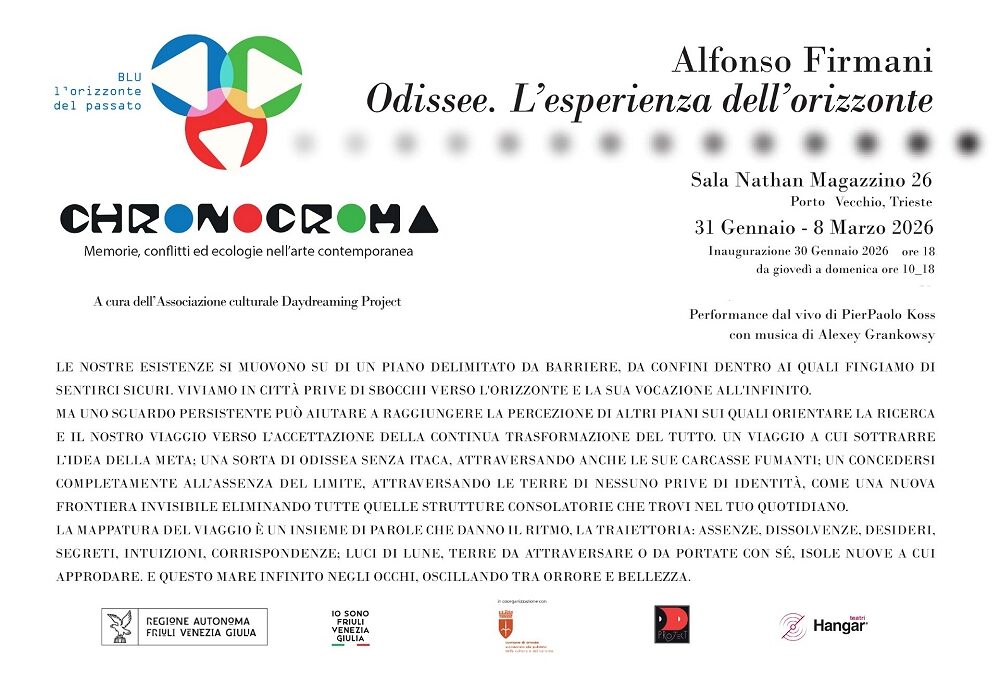 DOMENICA ALLE 11 IN SALA NATHAN VISITA GUIDATA ALLA MOSTRA “ODISSEE” CON L’ARTISTA ALFONSO FIRMANI