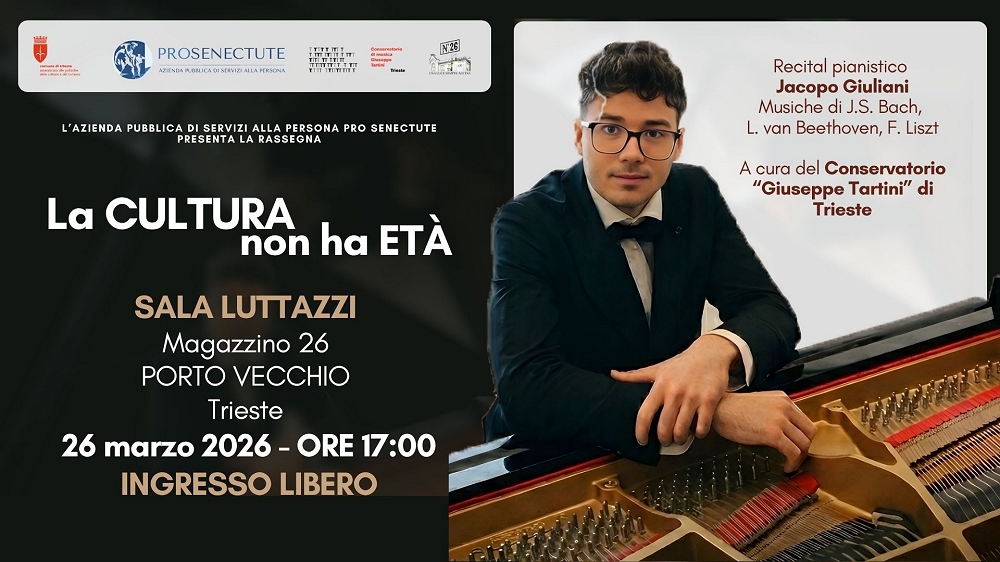 Alla Sala Luttazzi  del Magazzino 26 in Porto Vecchio a Trieste torna la rassegna “La cultura non ha età”: al via la terza edizione