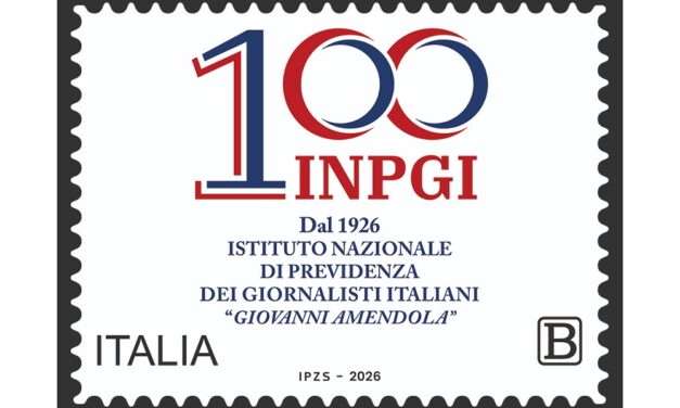 Poste Italiane: emesso il francobollo dedicato ai 100 anni dell’Istituto Nazionale di Previdenza dei Giornalisti Italiani “Giovanni Amendola” (INPGI)