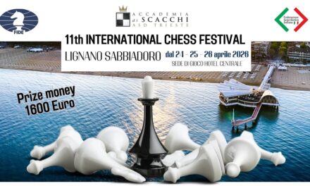 Aperte le iscrizioni all’11° Festival Internazionale di Scacchi “Lignano Sabbiadoro” promosso dall’Accademia di Scacchi Trieste