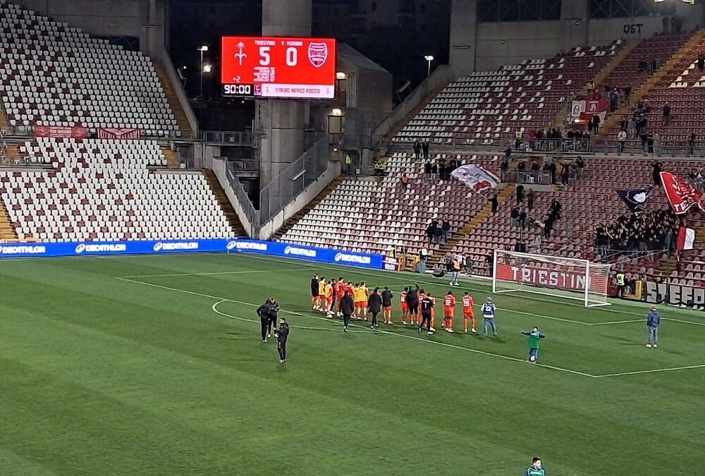 TRIESTINA – VIRTUS VERONA 5-0: alabardati straripanti, disintegrati i modestissimi veronesi!!