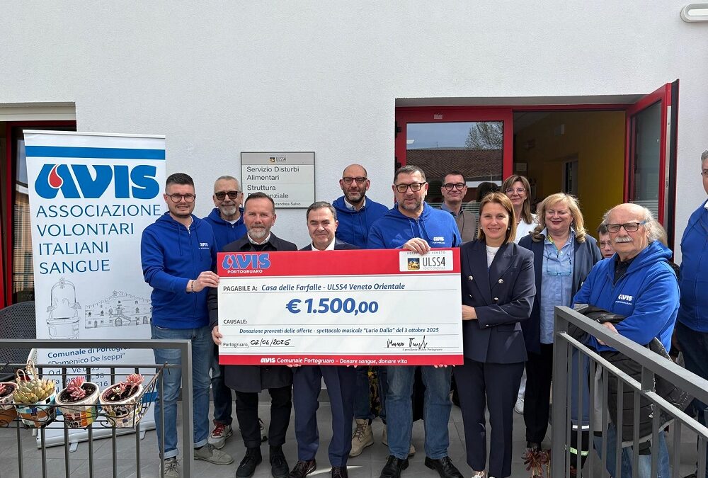 AVIS Portogruaro-ULSS4 Veneto Orientale: donati 1500€ alla Casa delle Farfalle di Portogruaro