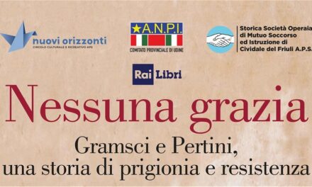 Cosimo Damiano Damato sarà a Cividale e a Udine per presentare il suo libro “Nessuna grazia. Gramsci e Pertini, una storia di prigionia e resistenza”, romanzo proposto per il Premio Strega 2026