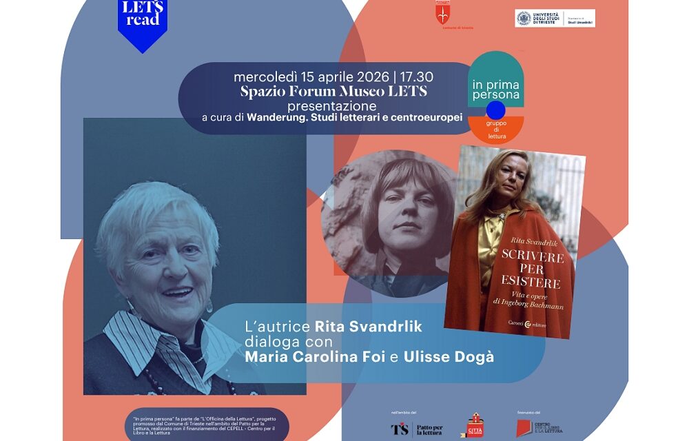 MERCOLEDÌ 15 APRILE ALLE ORE 17.30 ALLO SPAZIO FORUM DEL MUSEO LETS INCONTRO CON L’AUTRICE RITA SVANDRLIK IN OCCASIONE DELLA PUBBLICAZIONE DEL VOLUME “SCRIVERE PER ESISTERE. VITA E OPERE DI INGEBORG BACHMANN”