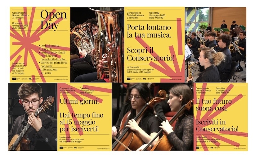 UDINE, arriva TOMADINI OPEN DAY, DOMENICA 10 MAGGIO 49 CONCERTI E 115 ORE DI LEZIONI, ANCHE PERSONALIZZATE