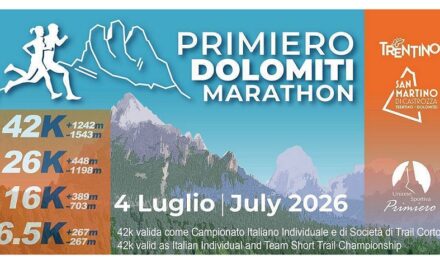 11ª PRIMIERO DOLOMITI MARATHON. YEMAN CRIPPA OSPITE SPECIALE