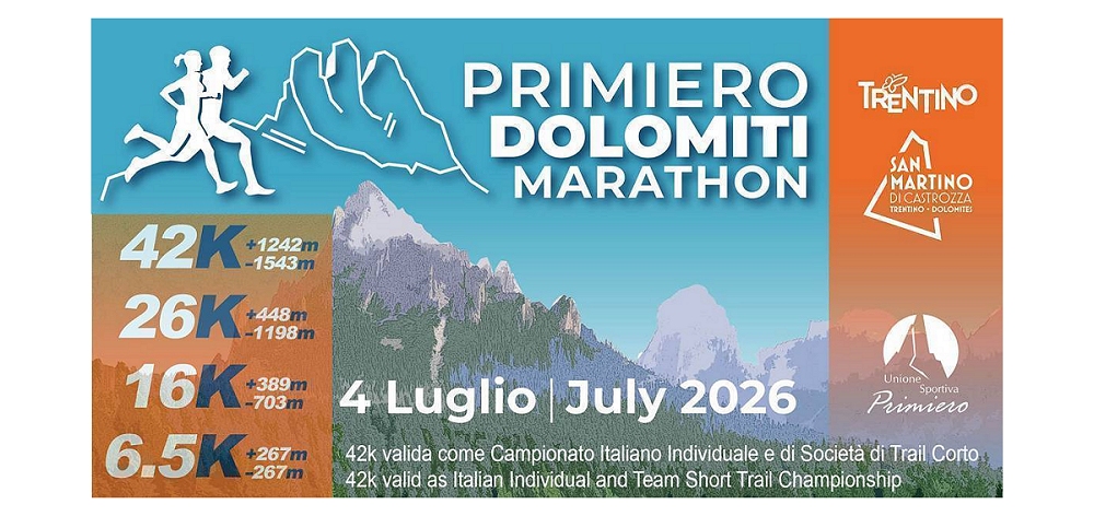 11ª PRIMIERO DOLOMITI MARATHON. YEMAN CRIPPA OSPITE SPECIALE
