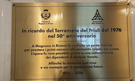 Autostrade Alto Adriatico: cerimonia a Magnano in Riviera in ricordo del terremoto del 1976