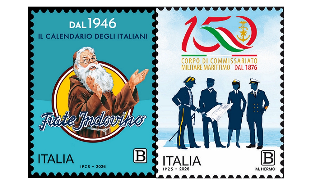 POSTE ITALIANE: emessi i francobolli dedicati al Calendario di Frate Indovino e al Corpo di Commissariato Militare Marittimo, nel 150° anniversario